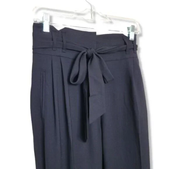 ANTHROPOLOGIE Leifsdottir Wide Leg High Rise pleated cuffed Pants Size 10 Black